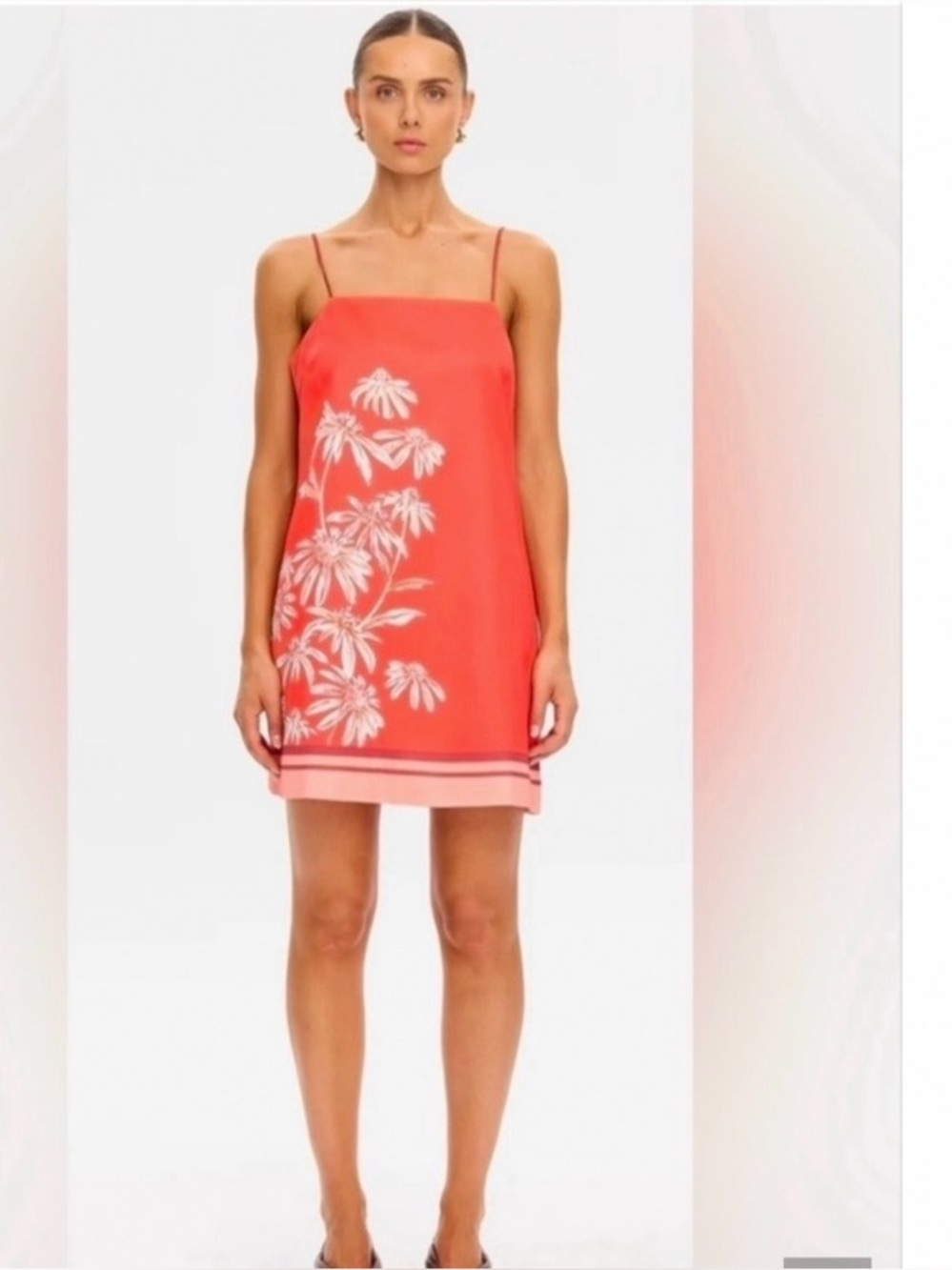 Kivari Coral Floral Slip Dress with White Floral Print Dz : 4
